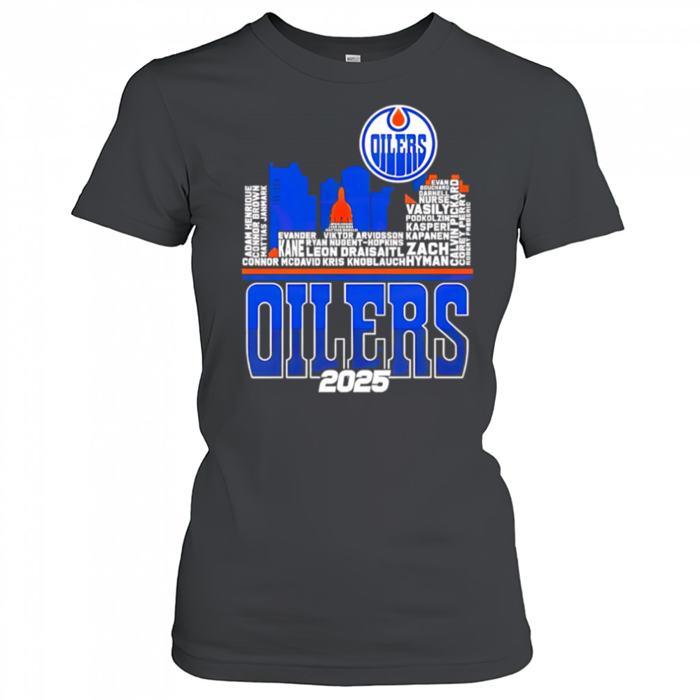 Edmonton Oilers Skyline Players Name 2025 Western Conference Finals shirt Women's T-shirt