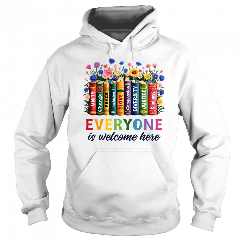 Everyone Is Welcome Here Floral Book LGBT Pride Equality shirt Sweatshirt