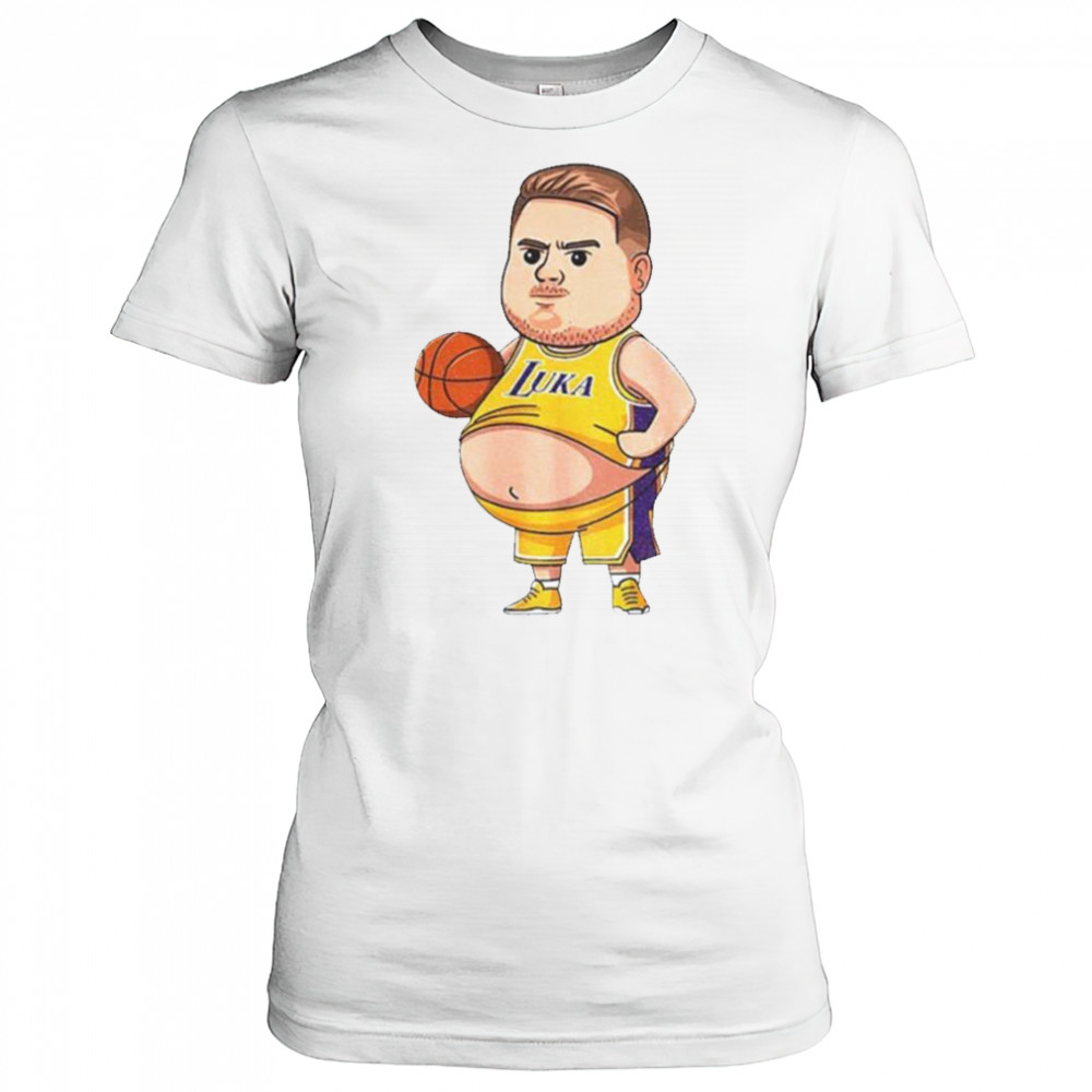 Fat Luka Doncic Los Angeles Lakers NBA Basketball Funny shirt Women's T-shirt