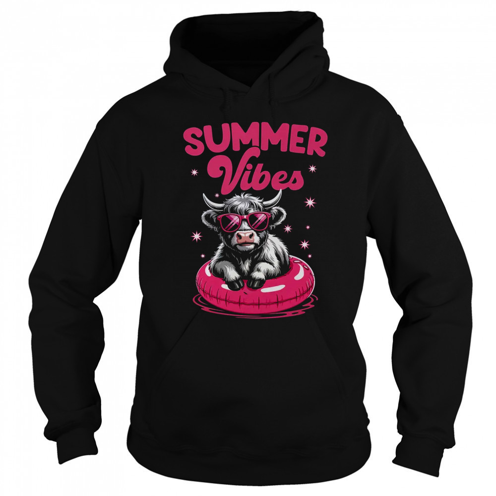 Hello Summer Vibes Highland Cow Funny Beach Vacation shirt Sweatshirt