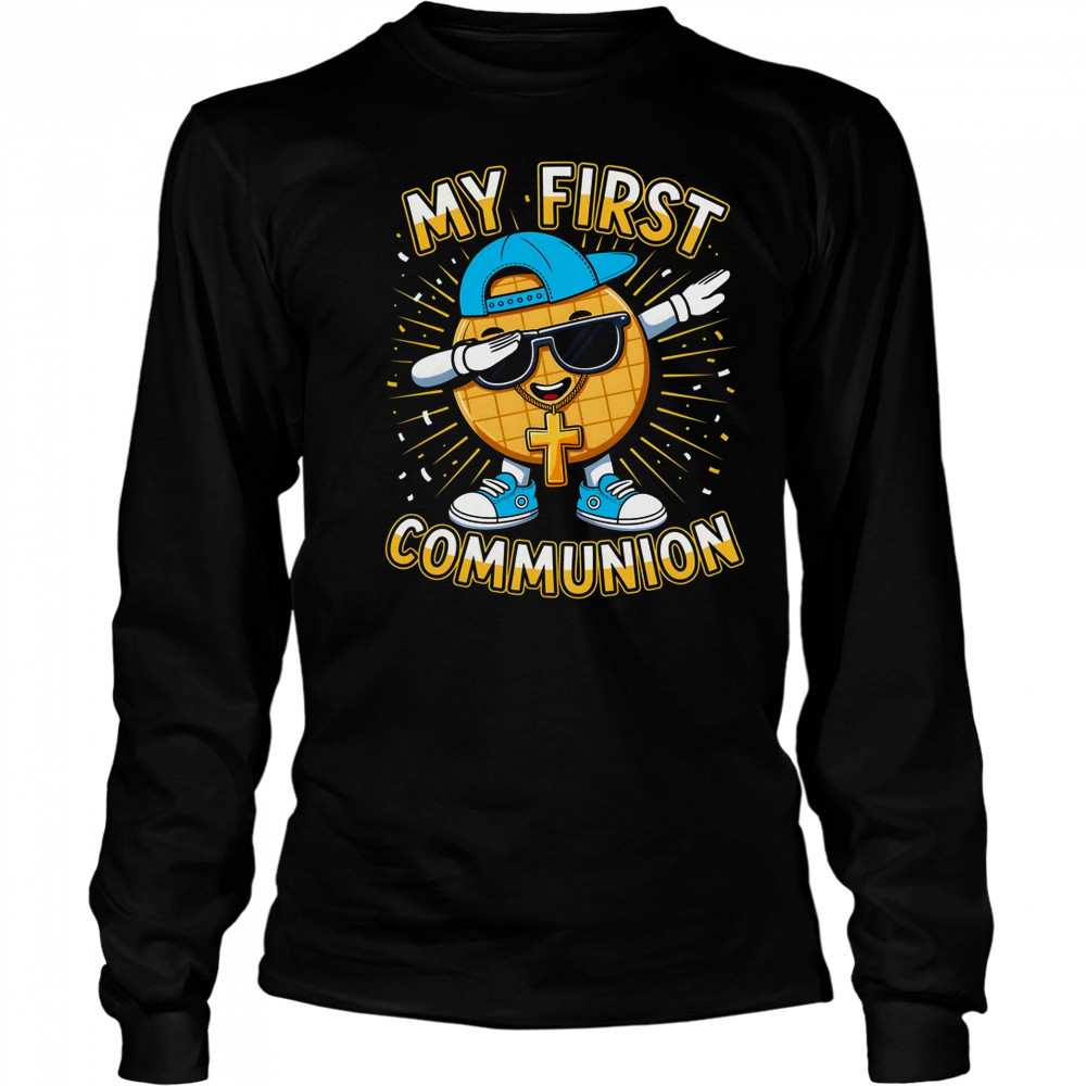 My First Communion Dabbing Wafer Funny 1st Communion Boy shirt Long Sleeved