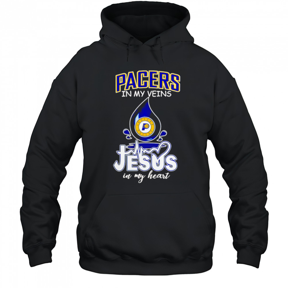 NBA Indiana Pacers In My Veins Jesus In My Heart 2025 shirt Hoodie
