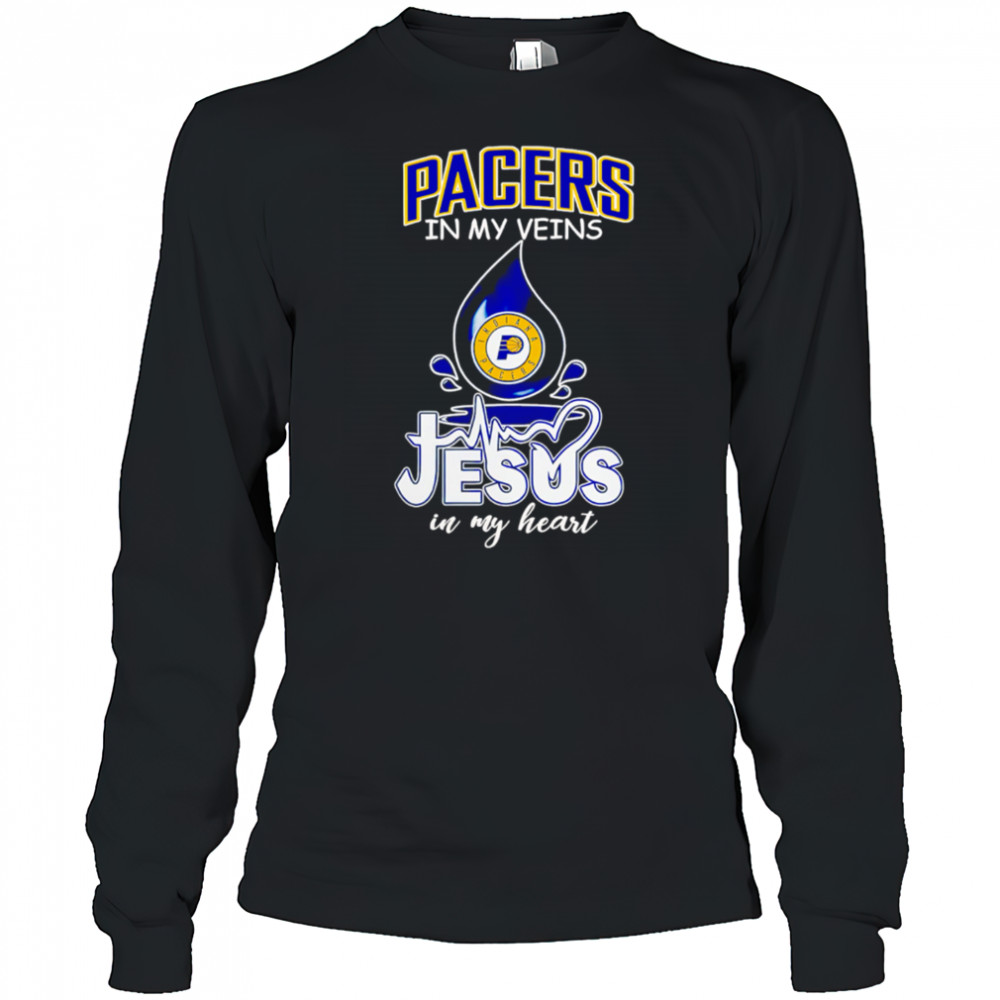 NBA Indiana Pacers In My Veins Jesus In My Heart 2025 shirt Long Sleeved