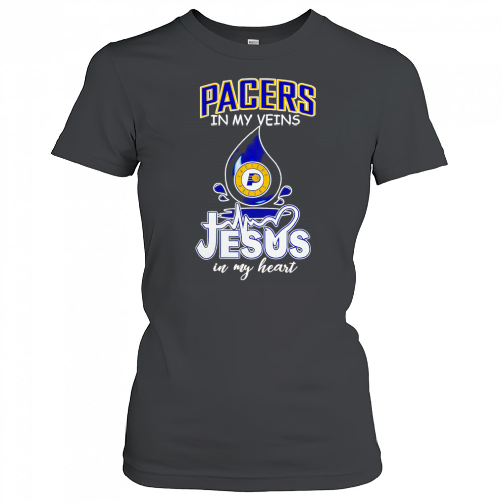 NBA Indiana Pacers In My Veins Jesus In My Heart 2025 shirt Women's T-shirt