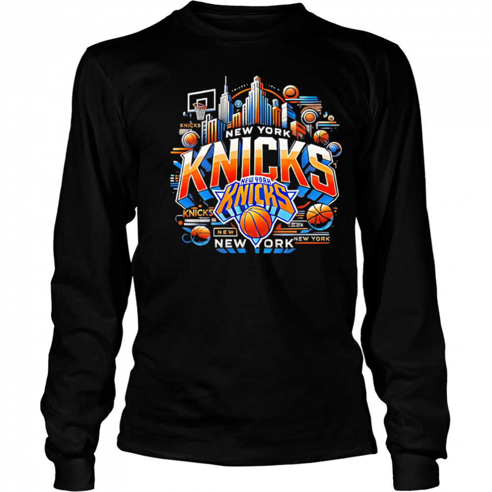 New York Knicks cube design shirt Long Sleeved