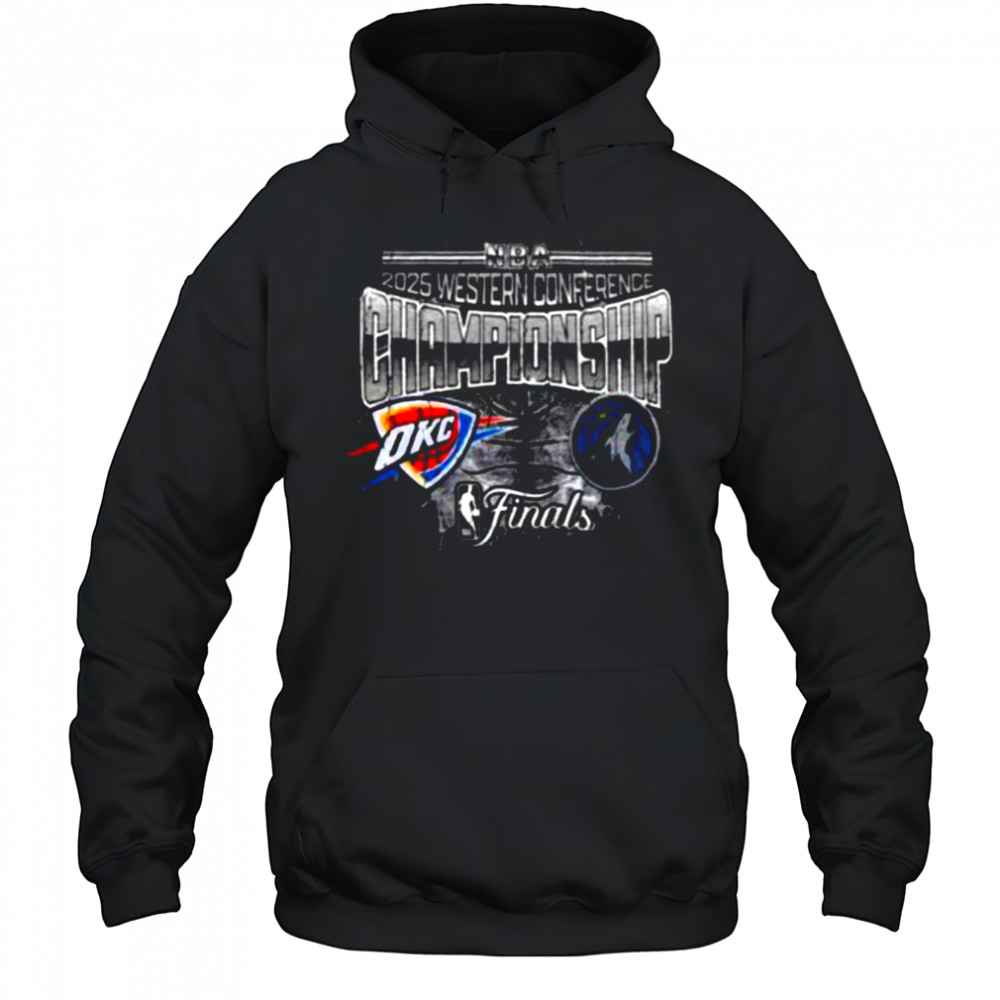 Oklahoma City Thunder Vs Minnesota Timberwolves Matchup NBA 2025 Western Conference Finals Black T Shirt Hoodie