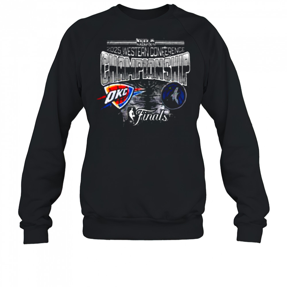 Oklahoma City Thunder Vs Minnesota Timberwolves Matchup NBA 2025 Western Conference Finals Black T Shirt Sweatshirt