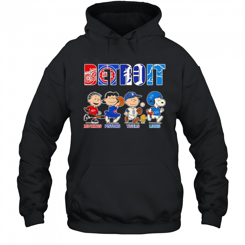 Peanuts Detroit Red Wings Pistons Tigers Lions sports shirt Hoodie