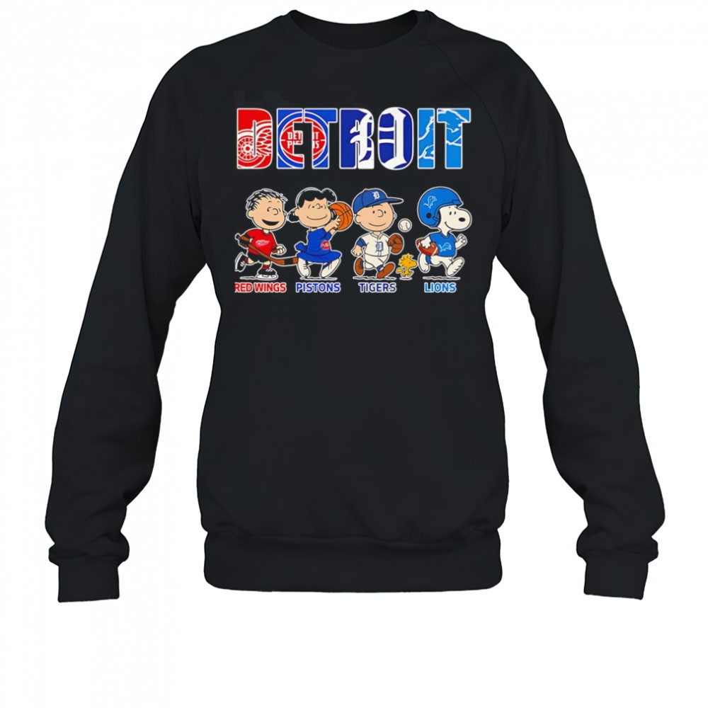 Peanuts Detroit Red Wings Pistons Tigers Lions sports shirt Sweatshirt