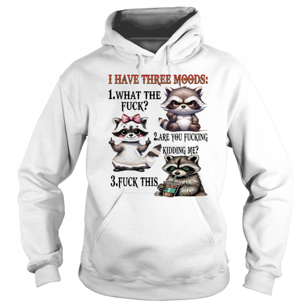 Raccoon I have three moods what the fuck are you fucking kidding me fuck this shirt Sweatshirt