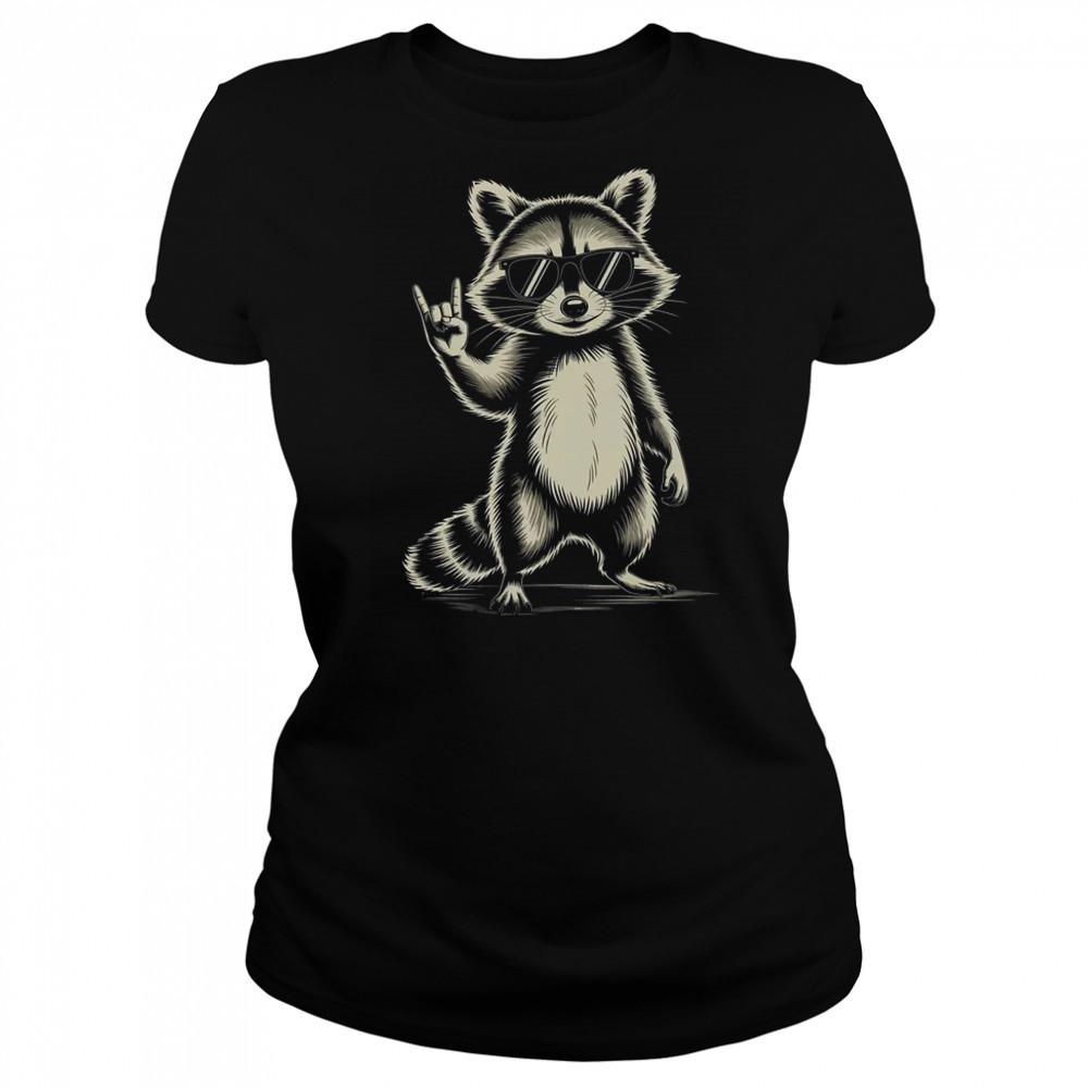 Retro Raccoon Rock Music For Men Women Funny Raccoon shirt Women's T-shirt