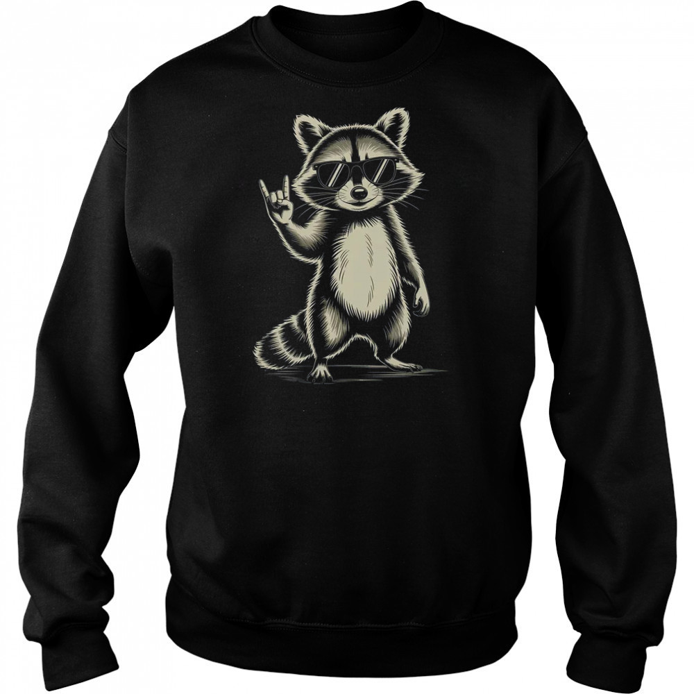 Retro Raccoon Rock Music For Men Women Funny Raccoon shirt Hoodie
