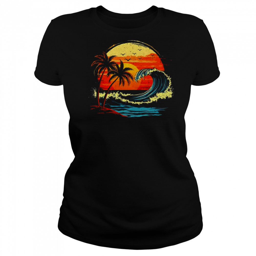 Retro Sunset Tropical Vintage Beach Palm Tree For Men Women shirt Women's T-shirt