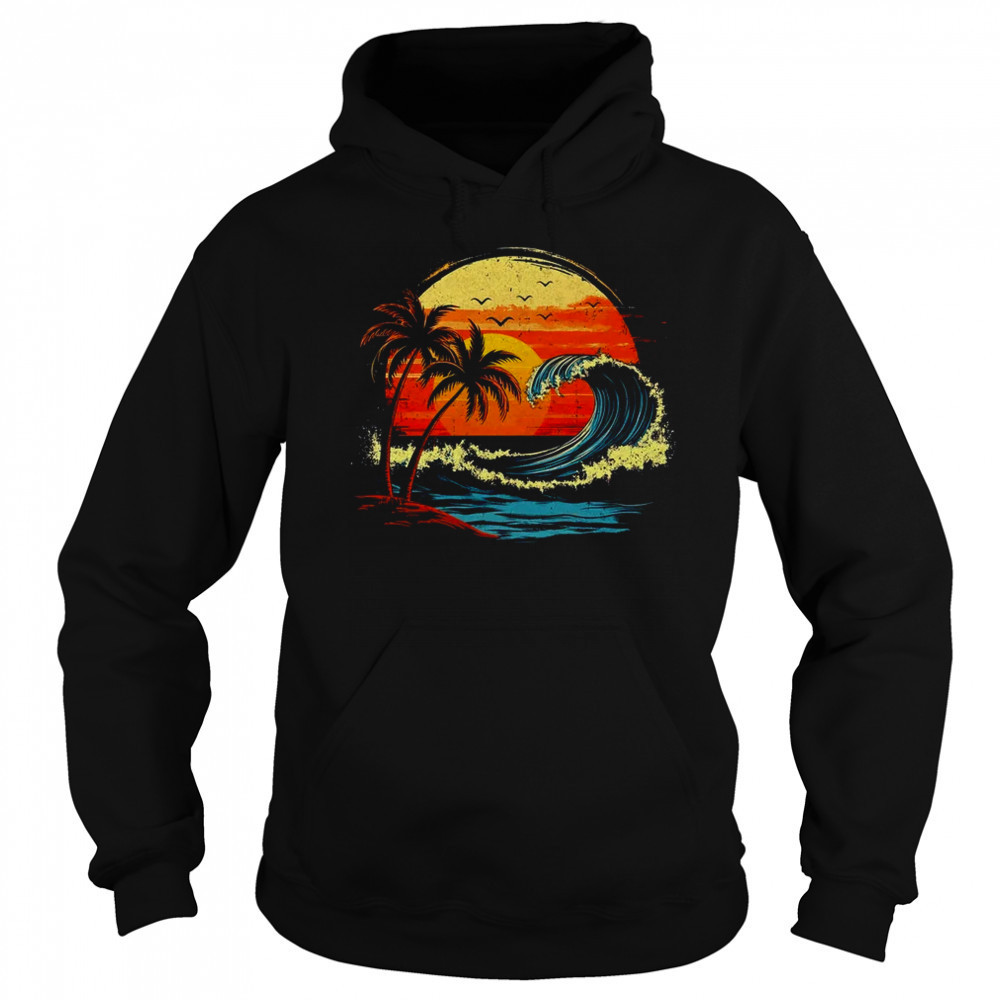 Retro Sunset Tropical Vintage Beach Palm Tree For Men Women shirt Sweatshirt