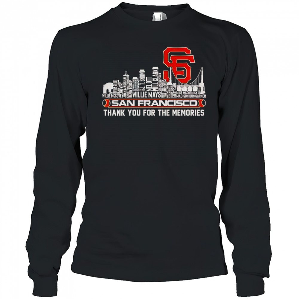 Skyline Name San Francisco Giants Thank You For The Memories T-Shirt Long Sleeved