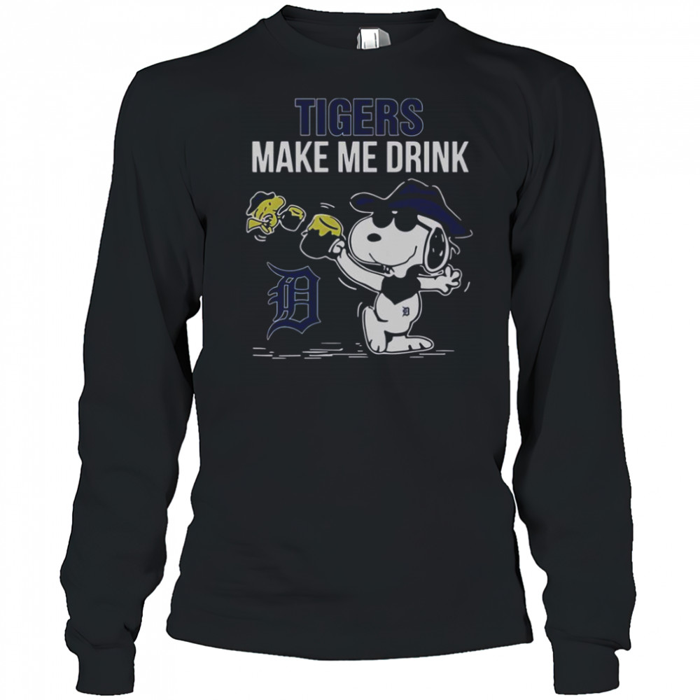 Snoopy And Woodstock Detroit Tigers Make Me Drink T-Shirt Long Sleeved