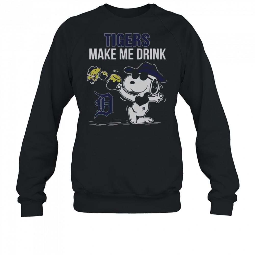 Snoopy And Woodstock Detroit Tigers Make Me Drink T-Shirt Sweatshirt