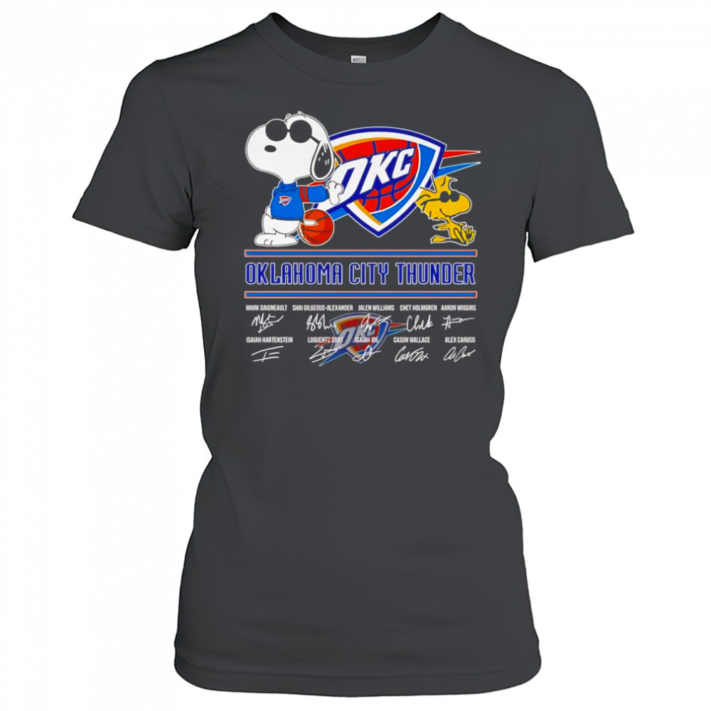 Snoopy and Woodstock Oklahoma City Thunder signature shirt Women's T-shirt