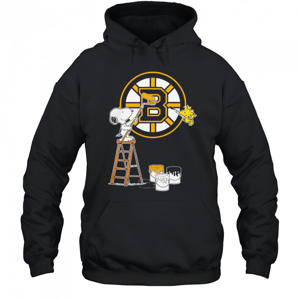 Snoopy And Woodstock Painting Boston Bruins Logo shirt Hoodie