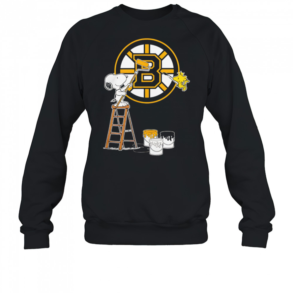 Snoopy And Woodstock Painting Boston Bruins Logo shirt Sweatshirt