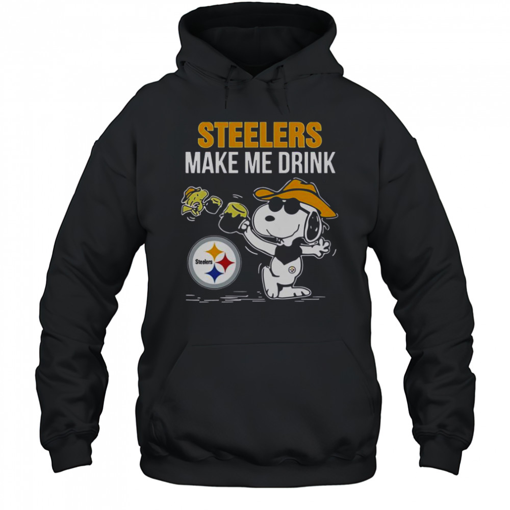 Snoopy And Woodstock Pittsburgh Steelers Make Me Drink T-Shirt Hoodie