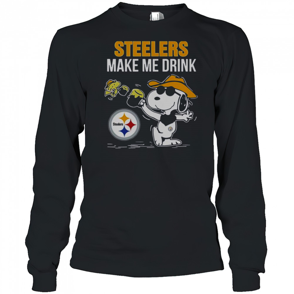 Snoopy And Woodstock Pittsburgh Steelers Make Me Drink T-Shirt Long Sleeved