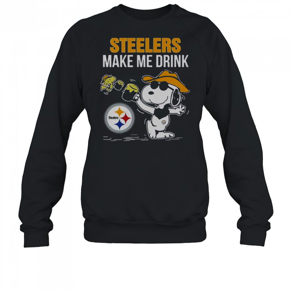 Snoopy And Woodstock Pittsburgh Steelers Make Me Drink T-Shirt Sweatshirt