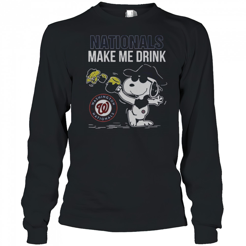 Snoopy And Woodstock Washington Nationals Make Me Drink T-Shirt Long Sleeved