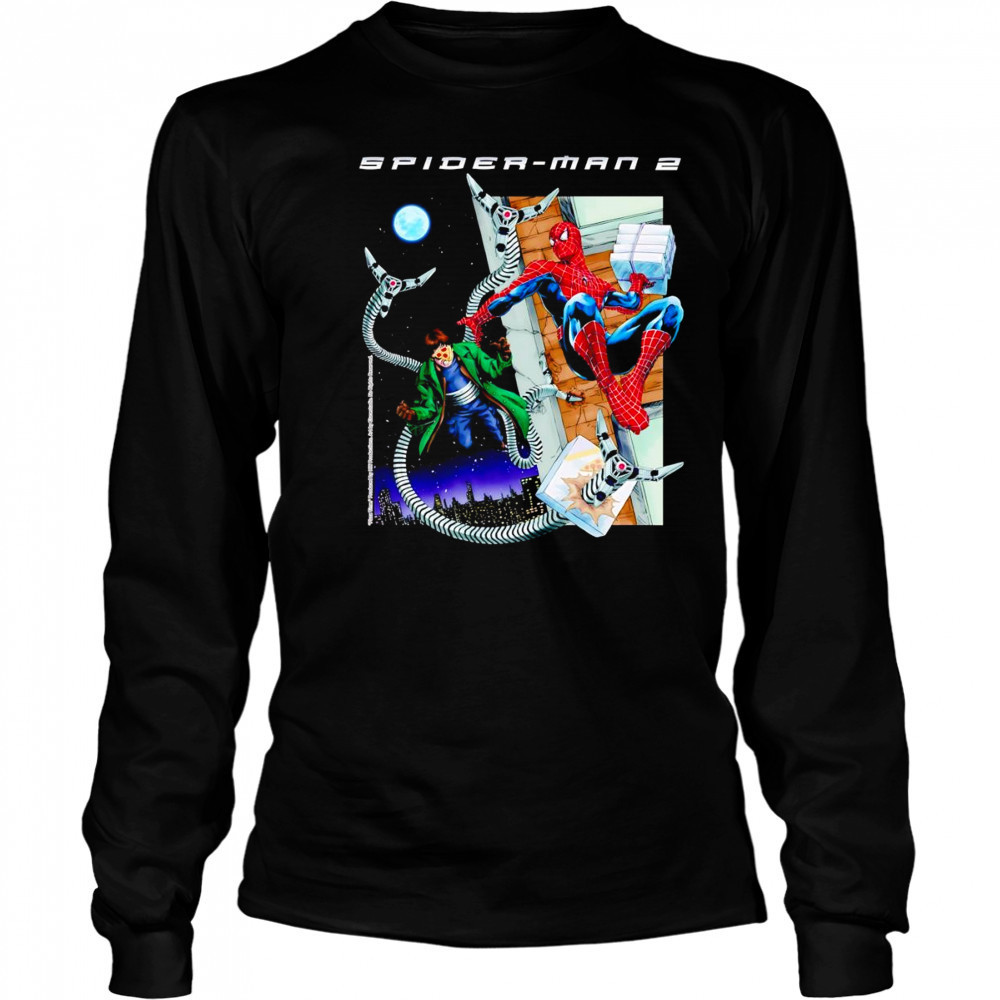 Spider-man 2 vs Dr Octopus pizza time shirt Long Sleeved