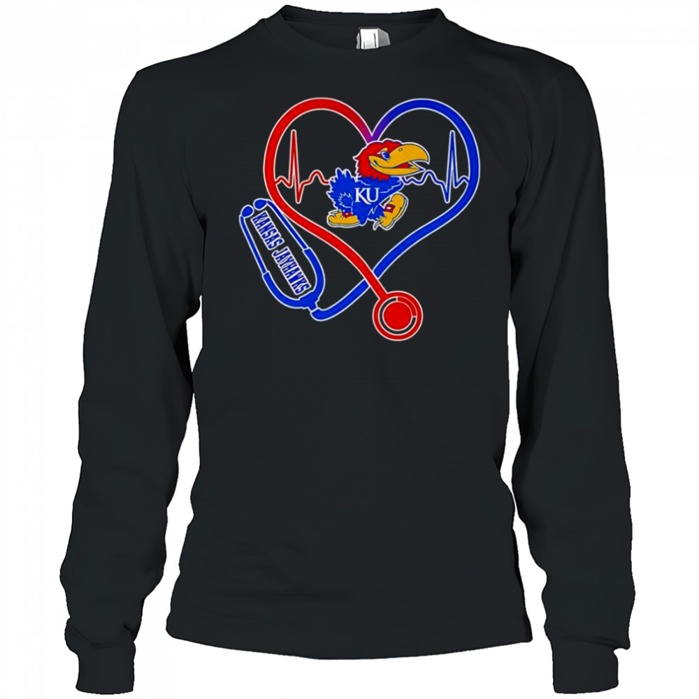 Stethoscope Heart Kansas Jayhawks T-Shirt Long Sleeved