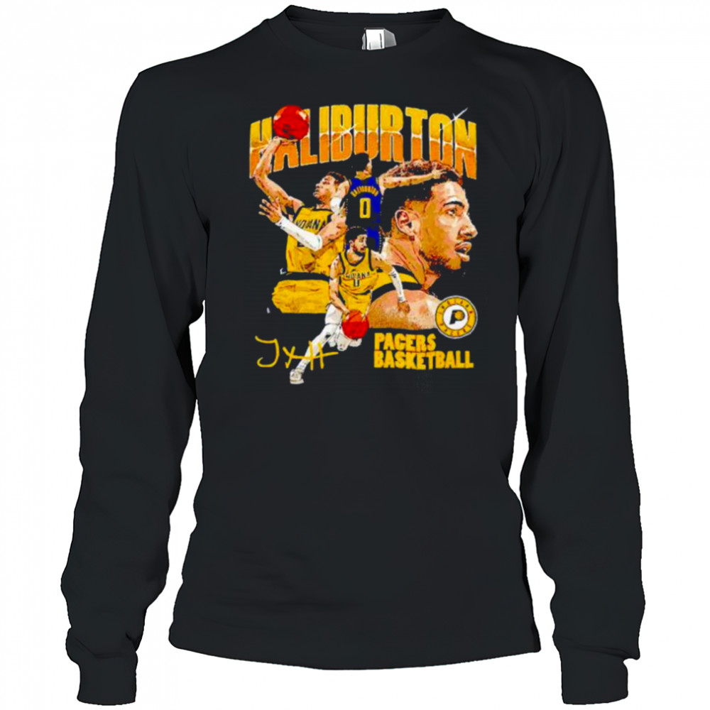 Tyrese Haliburton Indiana Pacers basketball signature collage shirt Long Sleeved