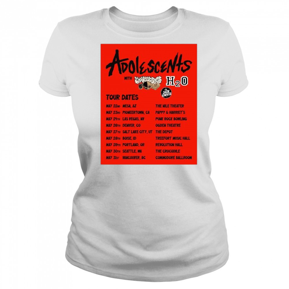 Adolescents with The Nile & Underground H2O The Jack Knives Tour Dates May 22-31 2025 t-shirt Women's T-shirt