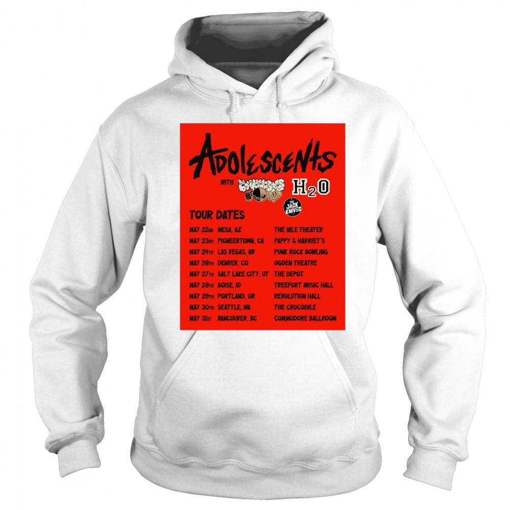 Adolescents with The Nile & Underground H2O The Jack Knives Tour Dates May 22-31 2025 t-shirt Sweatshirt