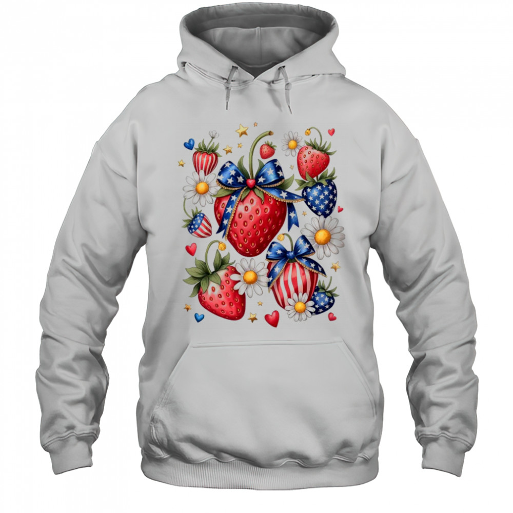 Boho 4th Of July Strawberry Patriotic Independence Day shirt Hoodie