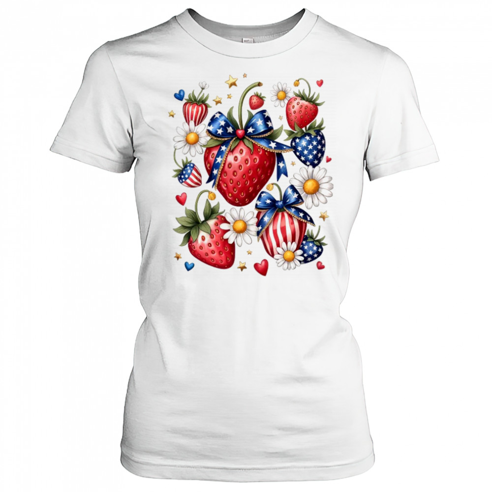 Boho 4th Of July Strawberry Patriotic Independence Day shirt Women's T-shirt