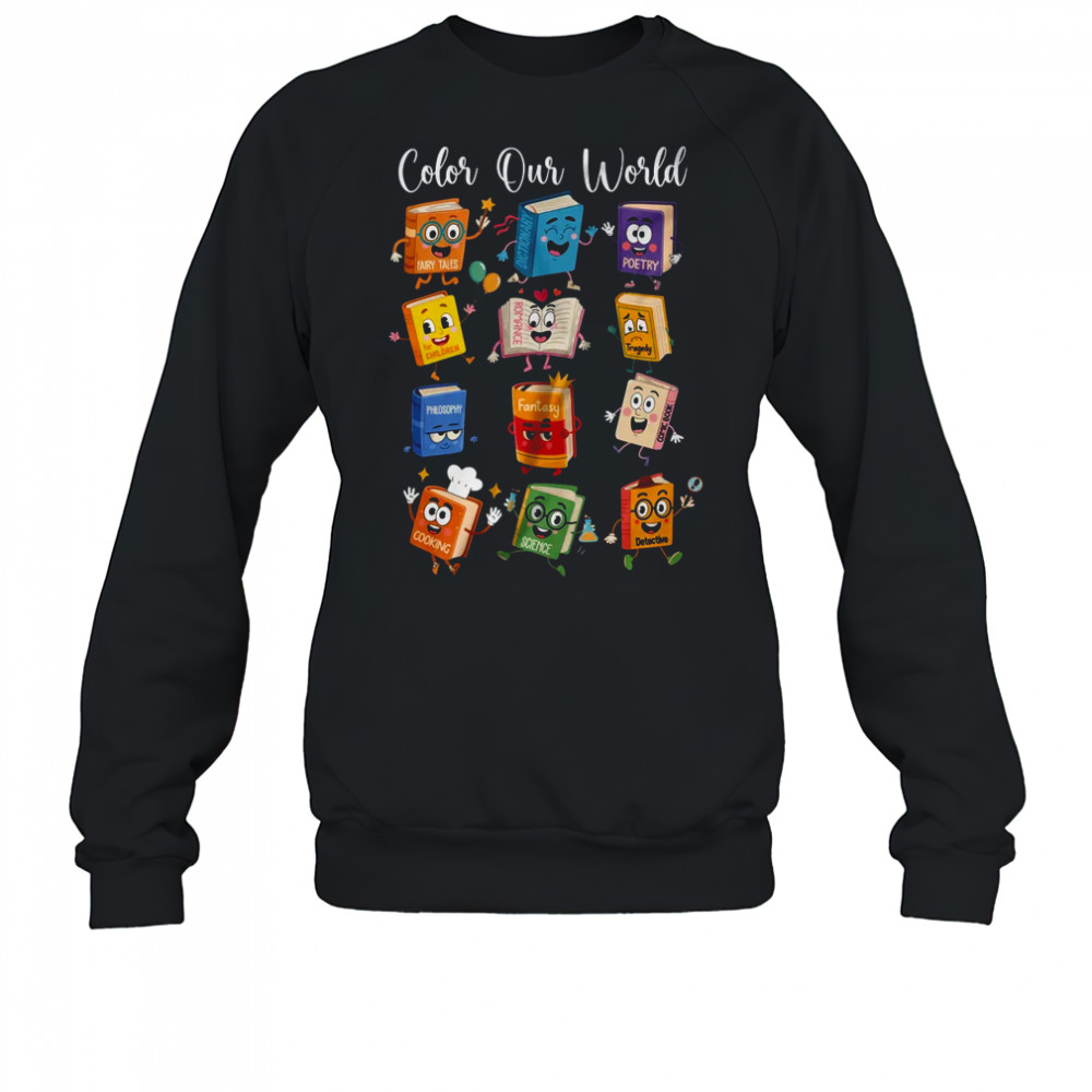 Color Our World Summer Reading 2025 Librarian Teacher Kids shirt Sweatshirt