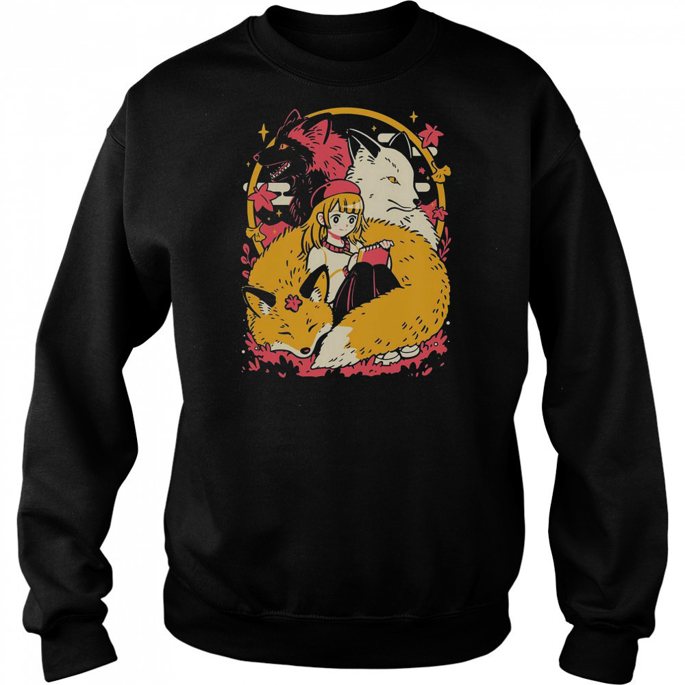Cozy Foxes Cute Anime Girl T-Shirt Hoodie