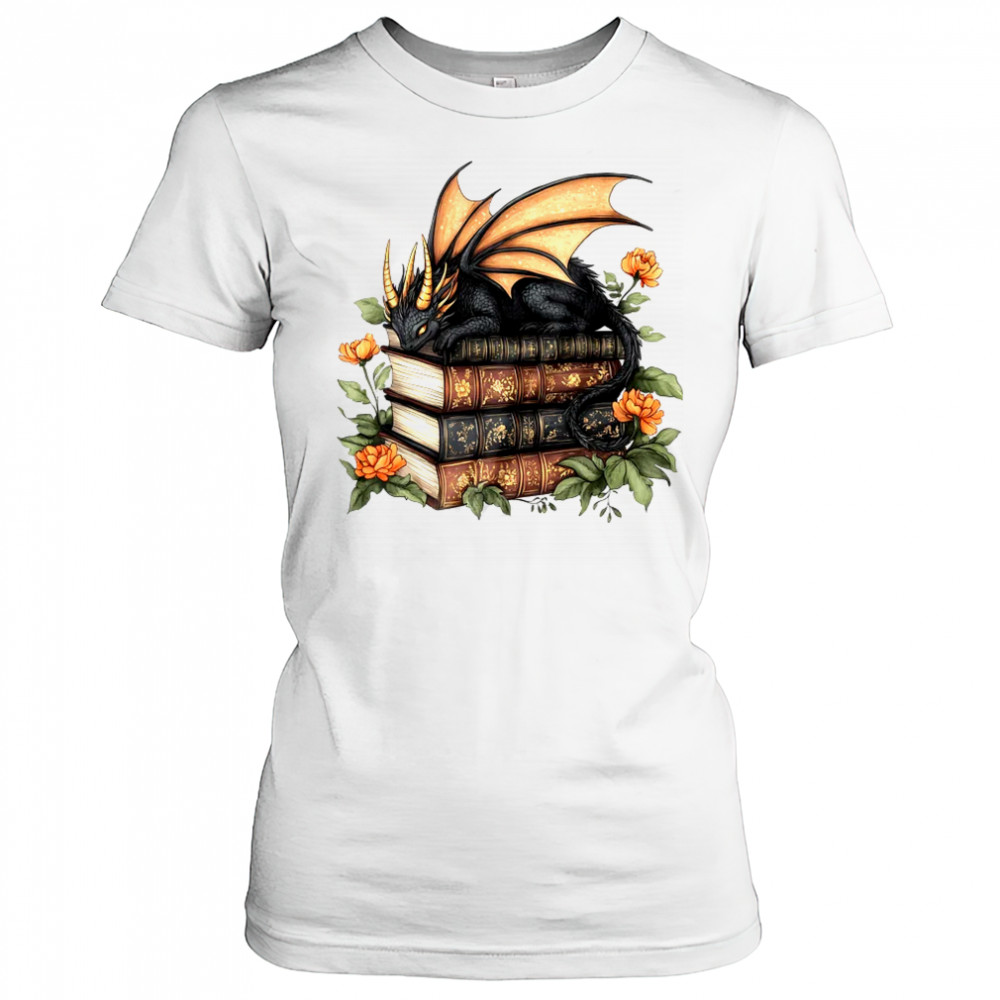 Dragon Books Cottagecore Flower Bookworm Book Lover shirt Women's T-shirt