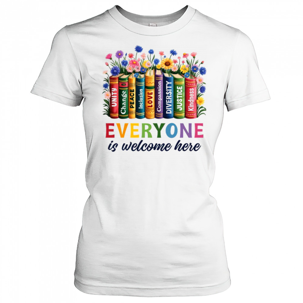 Everyone Is Welcome Here Floral Book LGBT Pride Equality shirt Women's T-shirt