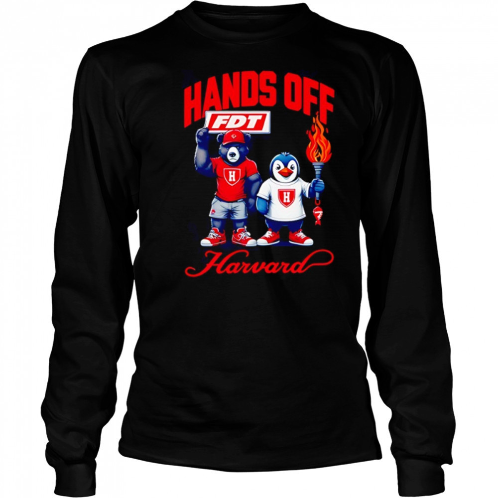 Hands Off Harvard Subtle FDT bear and penguin shirt Long Sleeved