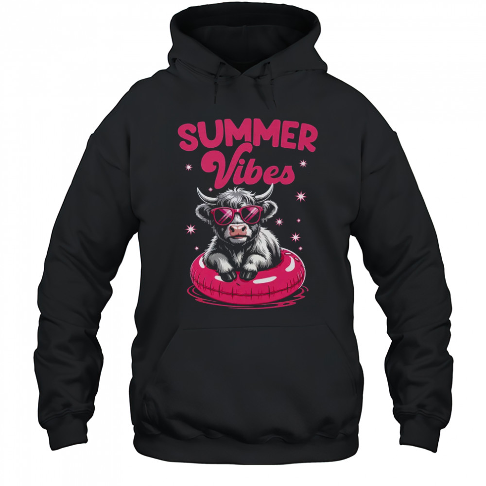 Hello Summer Vibes Highland Cow Funny Beach Vacation shirt Hoodie