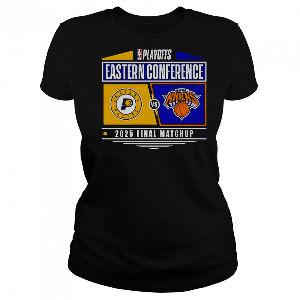 Indiana Pacers Vs New York Knicks 2025 Eastern Conference Finals NBA Playoffs Matchup T-Shirt Women's T-shirt