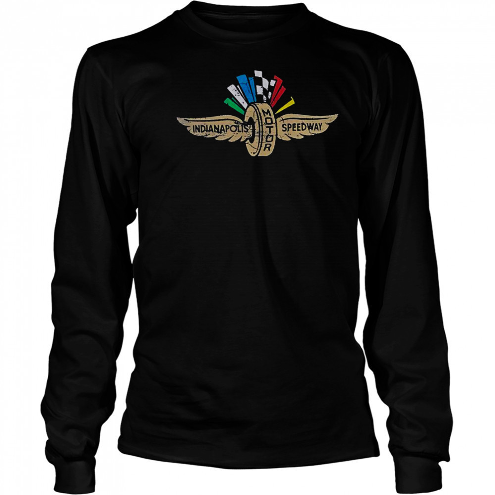 Indianapolis Motor Speedway Wing Wheel Flag Logo T-Shirt Long Sleeved