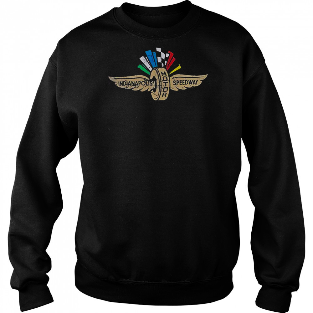 Indianapolis Motor Speedway Wing Wheel Flag Logo T-Shirt Hoodie
