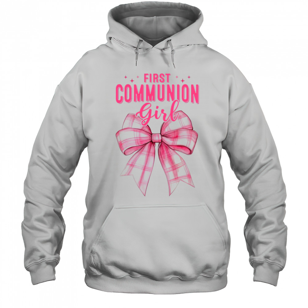 My First Communion Girls Pink Coquette Bow Christian Cute shirt Hoodie