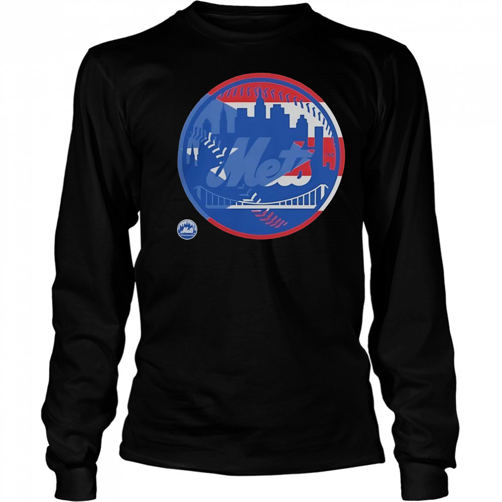 New York Mets Puerto Rican Flag Logo T-Shirt Long Sleeved