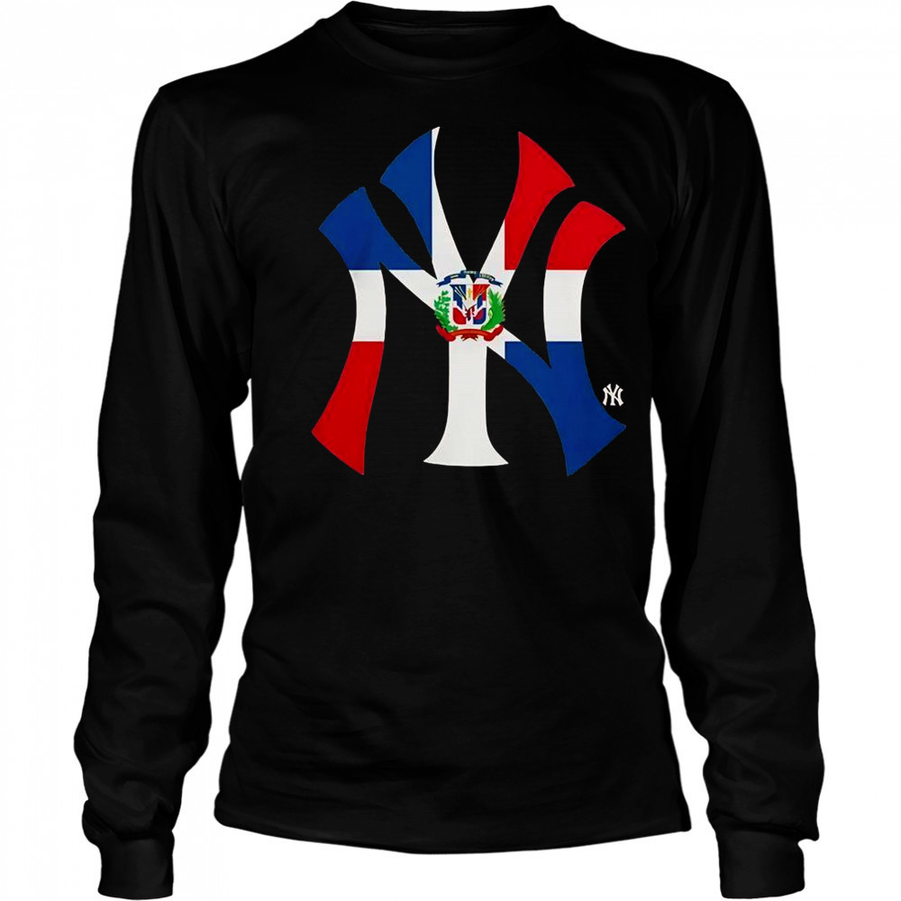 New York Yankees Dominican Republic Flag Logo T-Shirt Long Sleeved