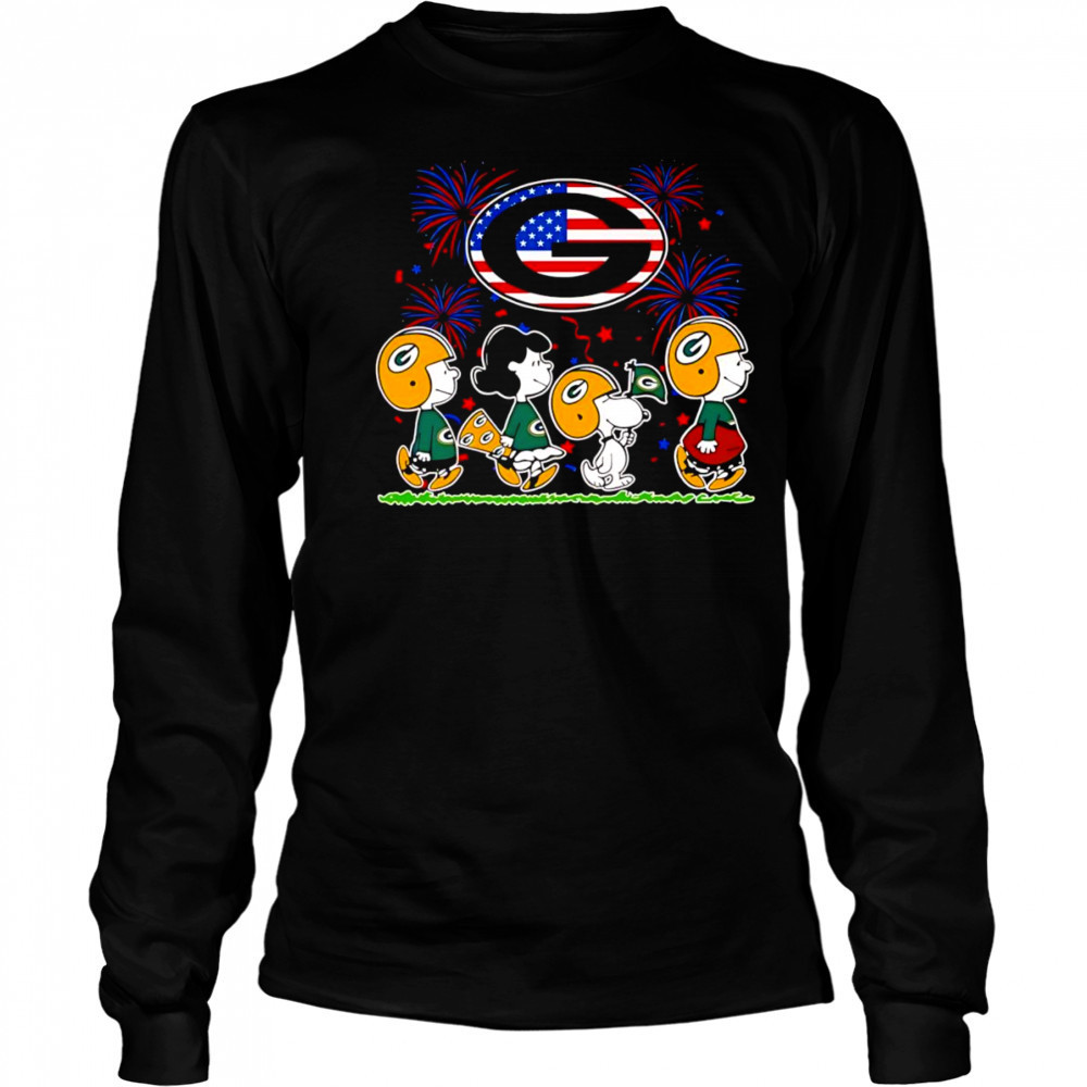 Peanuts fireworks Green Bay Packers 4th of July shirt Long Sleeved