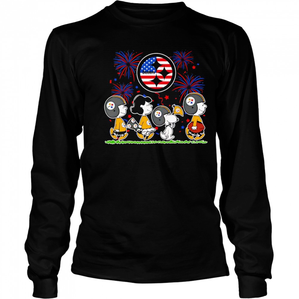 Peanuts fireworks Pittsburgh Steelers 4th of July shirt Long Sleeved