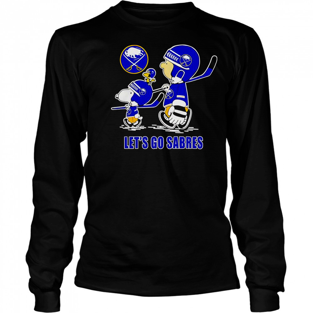 Peanuts Snoopy Charlie Brown And Woodstock Buffalo Sabres Let’s Go Sabres T-Shirt Long Sleeved